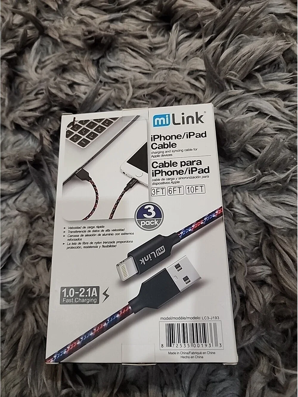 Mi Link IPhone/ipad Cable 3ft 6ft 10ft 3 Pack 1.0-2.1A Fast Charging